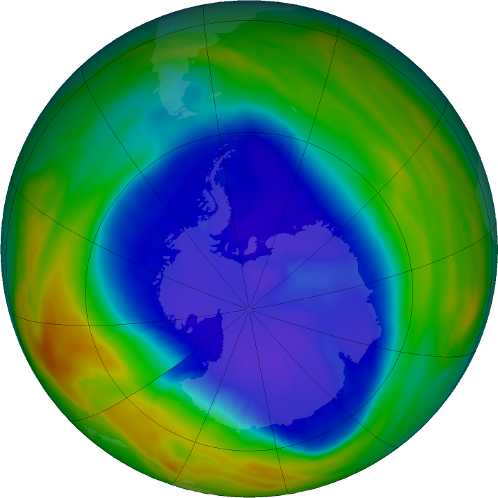 Antarctic ozone map for 12 September 2018